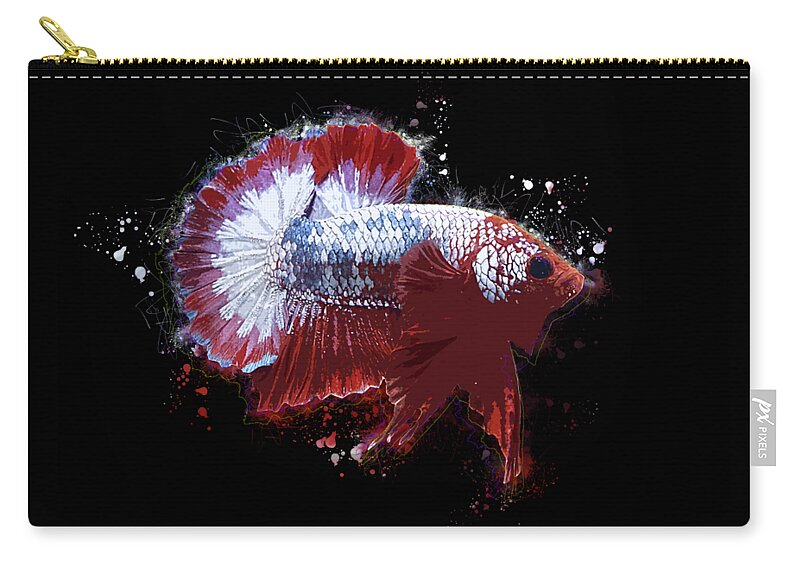 Artistic Carry-all Pouch featuring the digital art Artistic FCCP Betta Fish by Sambel Pedes