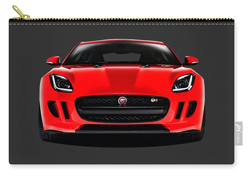 Jaguar F Type Zip Pouch featuring the photograph The F-Type Face by Mark Rogan