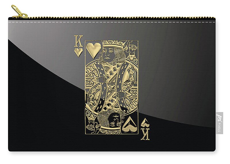'gamble' Collection By Serge Averbukh Carry-all Pouch featuring the digital art King of Hearts in Gold on Black by Serge Averbukh