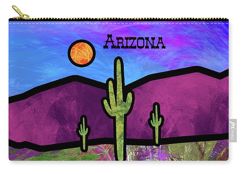 Desert Stained Glass Zip Pouch featuring the painting Desert Stained Glass by Two Hivelys