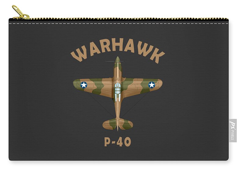Curtiss P-40 Warhawk Zip Pouch featuring the photograph P-40 Warhawk by Mark Rogan