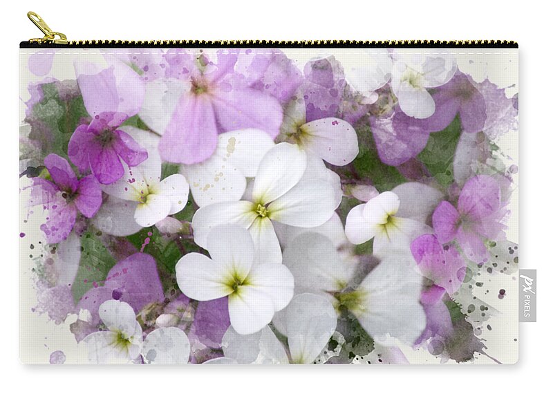 Wildflower Zip Pouch featuring the mixed media Watercolor Wildflowers by Christina Rollo