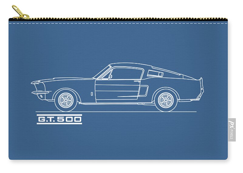 Ford Mustang Zip Pouch featuring the photograph Shelby Mustang GT500 Blueprint by Mark Rogan