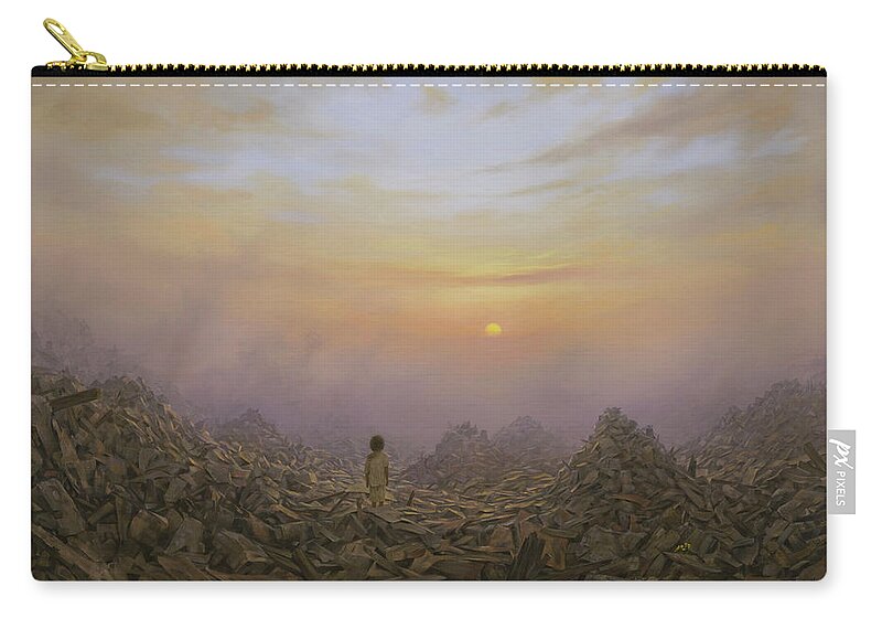 Landscape Zip Pouch featuring the painting Wasteland by Brian McCarthy