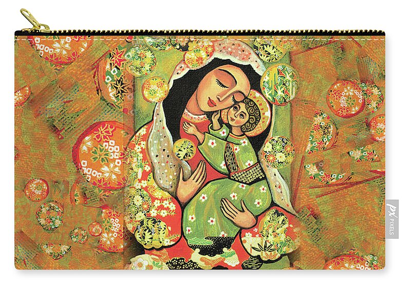 Mother And Child Zip Pouch featuring the painting Madonna and Child by Eva Campbell