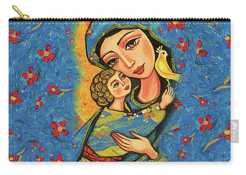 Mother And Child Zip Pouch featuring the painting Mother Temple by Eva Campbell