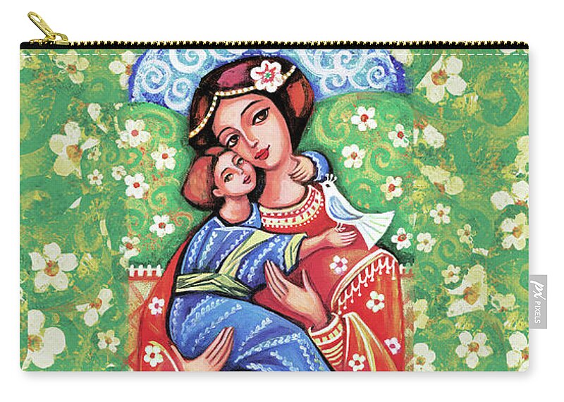 Mother And Child Zip Pouch featuring the painting Madonna and Child #1 by Eva Campbell