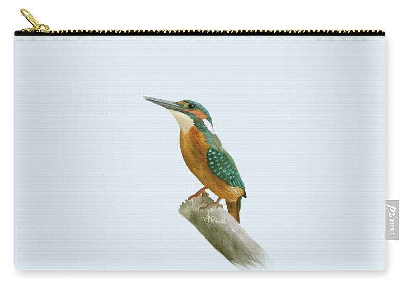 Kingfisher Zip Pouch featuring the painting Kingfisher by Angeles M Pomata