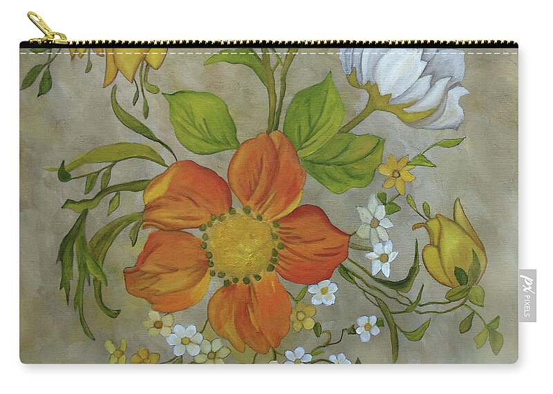 Flowers Zip Pouch featuring the painting Sylvan Posy by Angeles M Pomata