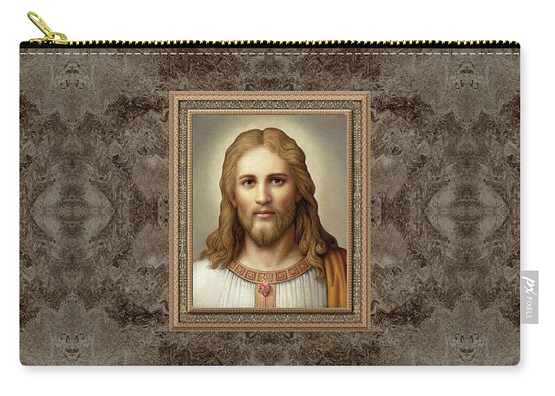 Christian Art Carry-all Pouch featuring the painting Christ with Sacred Heart by Kurt Wenner