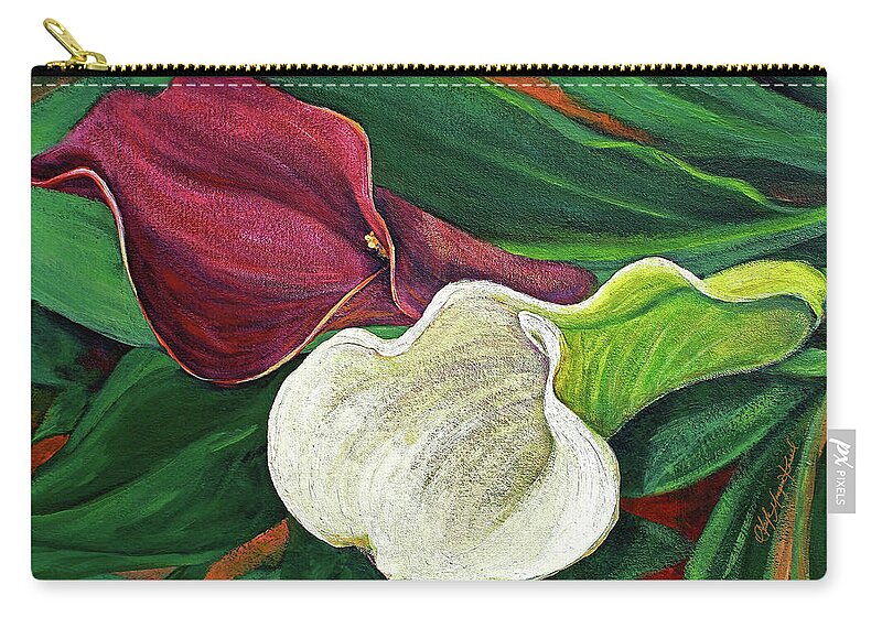 Flower Zip Pouch featuring the painting Eternal by Gayle Mangan Kassal