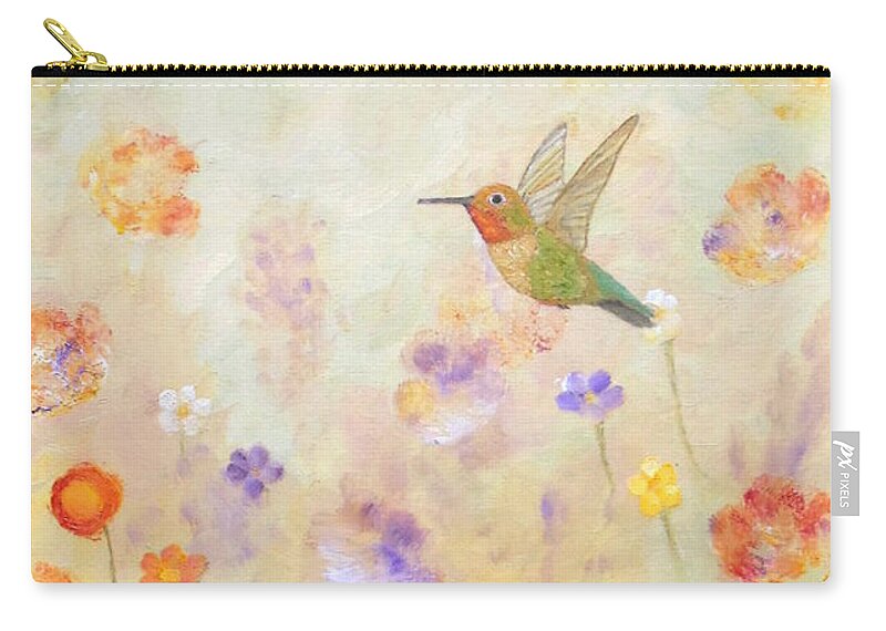 Hummingbird Zip Pouch featuring the painting Close To Heaven I by Angeles M Pomata