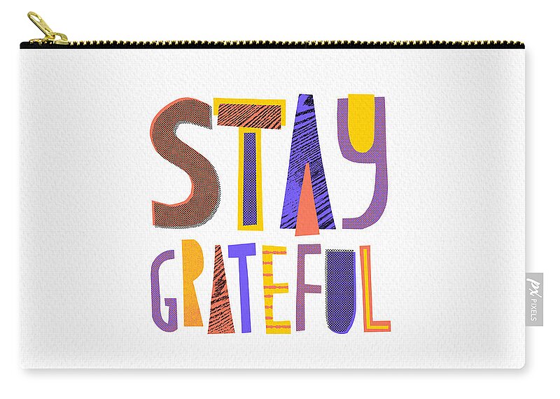 Halftone Zip Pouch featuring the painting Stay Grateful- Art by Jen Montgomery by Jen Montgomery