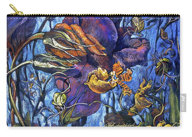 Orchid Zip Pouch featuring the painting Moment in Time by Gayle Mangan Kassal