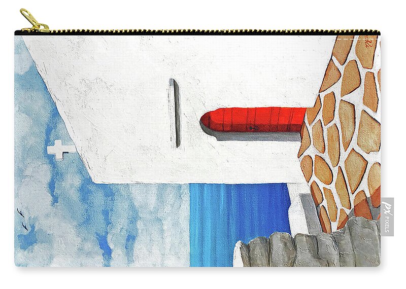 The Holy Cross Zip Pouch featuring the painting Prints- Red Door at Panagia Paraportiani-prints and original by Mary Grden