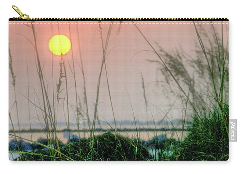 Orange Zip Pouch featuring the photograph Sunset and Sea Oats by James C Richardson
