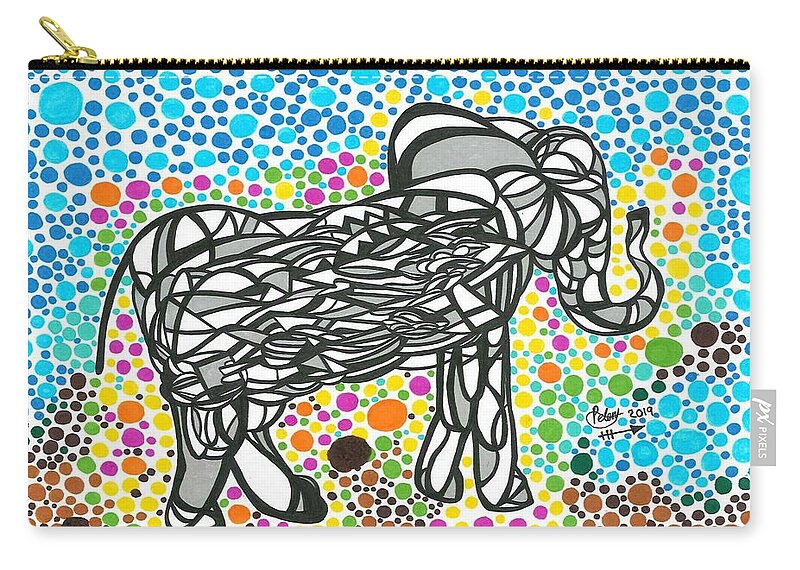 Elephant Carry-all Pouch featuring the mixed media Elephant by Peter Johnstone
