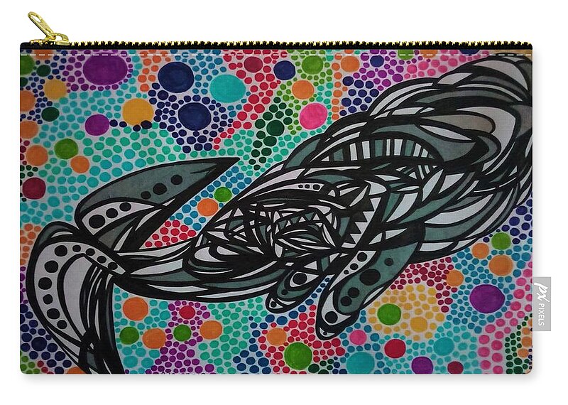 Humpback Carry-all Pouch featuring the mixed media Whale Journey by Peter Johnstone
