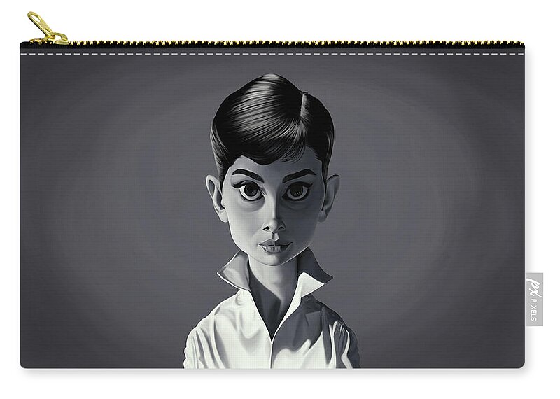Illustration Zip Pouch featuring the digital art Celebrity Sunday - Audrey Hepburn by Rob Snow