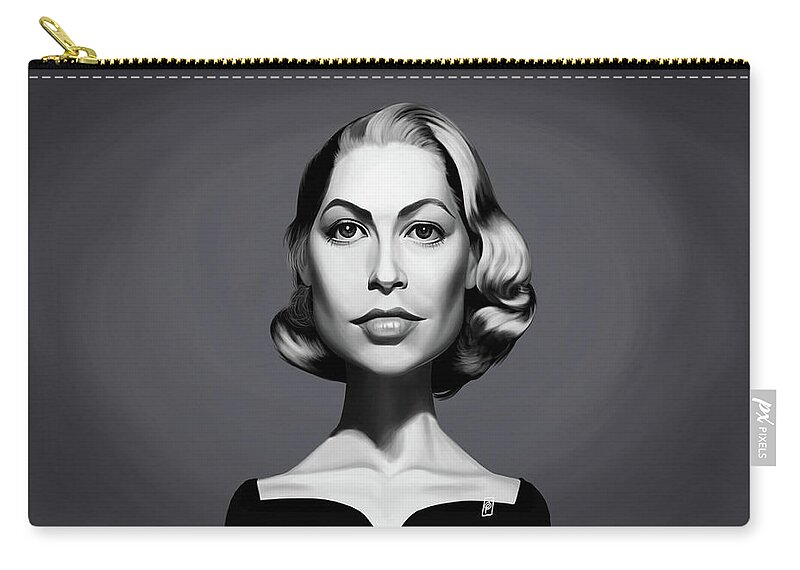 Illustration Zip Pouch featuring the digital art Celebrity Sunday - Grace Kelly by Rob Snow