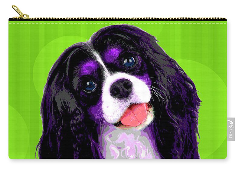 Dogs Zip Pouch featuring the photograph PopART King Charles Caviler by Renee Spade Photography