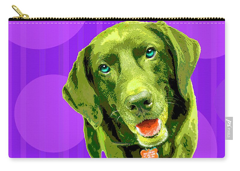 Dogs Zip Pouch featuring the photograph PopART Chocolate Lab by Renee Spade Photography