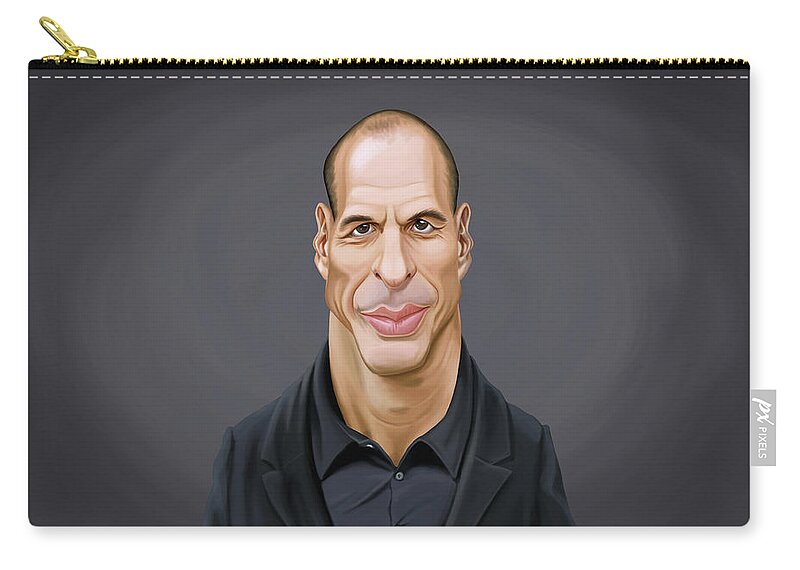 Caricature Zip Pouch featuring the digital art Celebrity Sunday - Yanis Varoufakis by Rob Snow