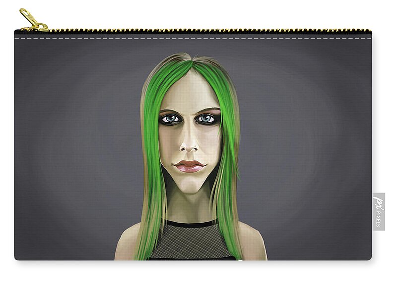 Illustration Zip Pouch featuring the digital art Celebrity Sunday - Avril Lavigne by Rob Snow
