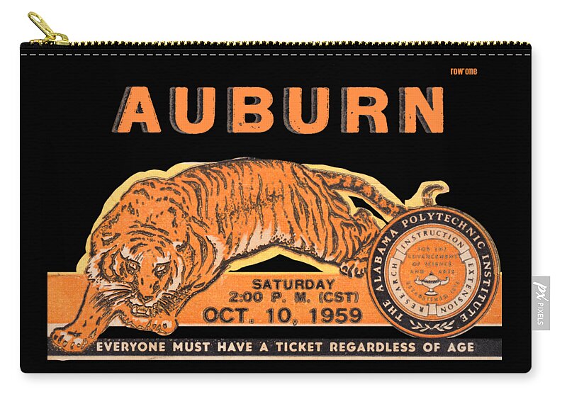 Auburn Zip Pouch featuring the mixed media 1959 Auburn vs. Kentucky by Row One Brand