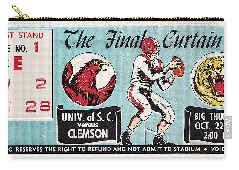 South Carolina Zip Pouch featuring the mixed media 1959 Clemson vs. South Carolina by Row One Brand