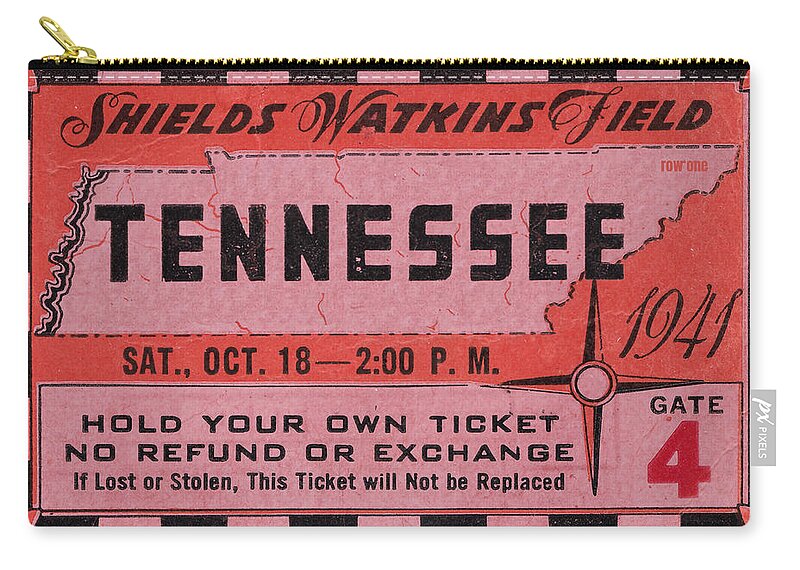 Alabama Zip Pouch featuring the drawing 1941 Alabama vs. Tennessee by Row One Brand