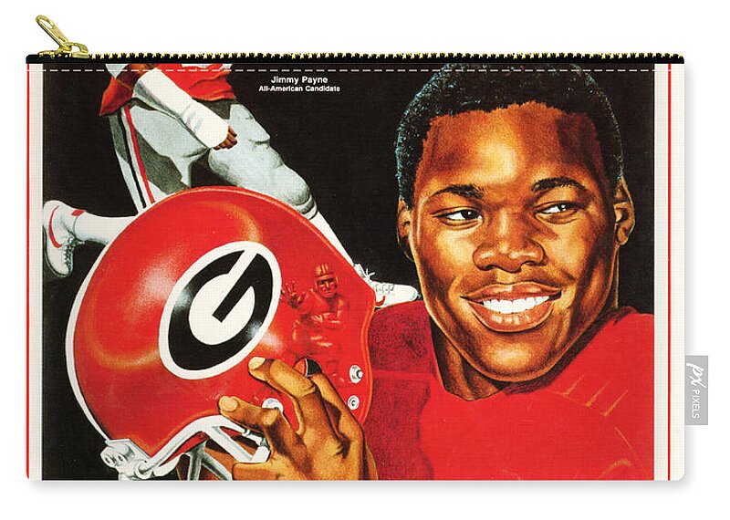 Georgia Zip Pouch featuring the drawing Georgia Football 1982 by Row One Brand
