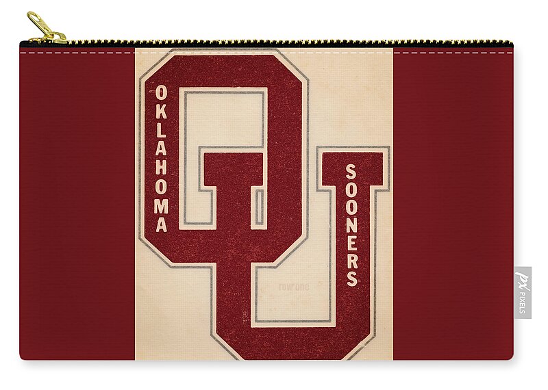 Ou Zip Pouch featuring the drawing 1960's Oklahoma Sooners by Row One Brand
