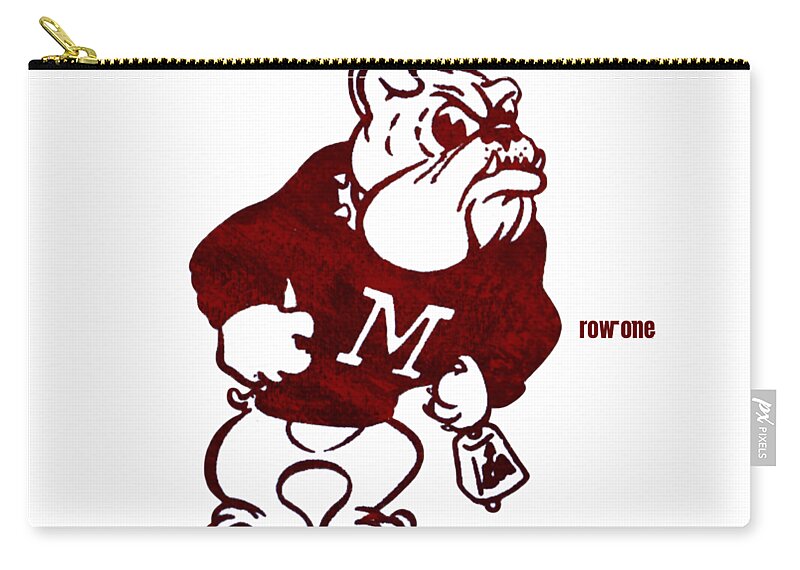 Mississippi Zip Pouch featuring the mixed media 1973 Mississippi State Bulldog by Row One Brand