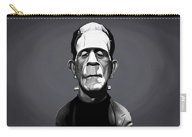 Illustration Zip Pouch featuring the digital art Celebrity Sunday - Boris Karloff by Rob Snow