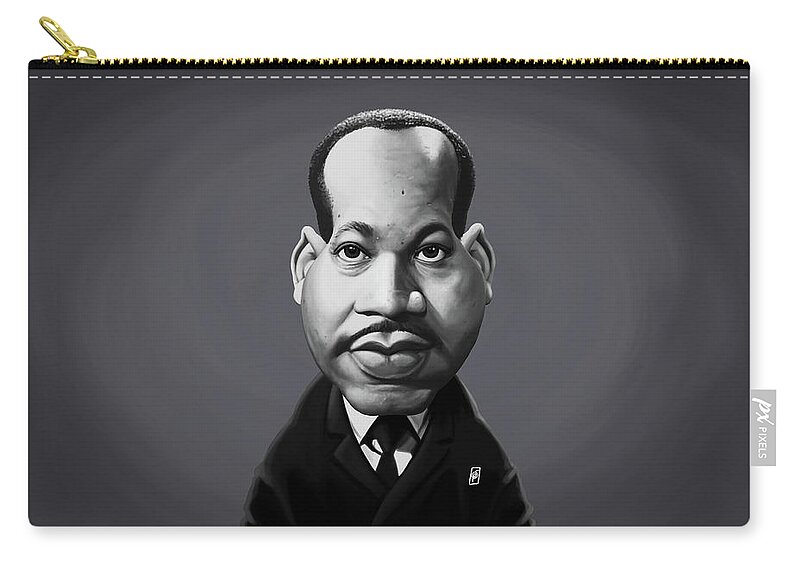Illustration Zip Pouch featuring the digital art Celebrity Sunday - Martin Luther King by Rob Snow