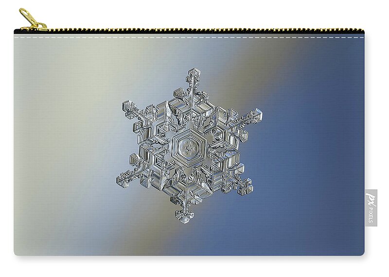 Snowflake Zip Pouch featuring the photograph Real snowflake - 05-Feb-2018 - 19 by Alexey Kljatov