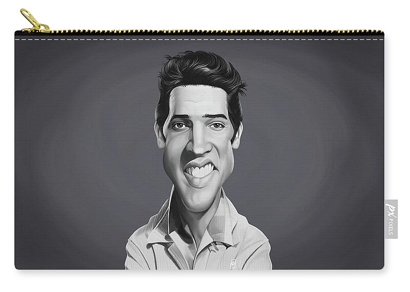 Illustration Zip Pouch featuring the digital art Celebrity Sunday - Elvis Presley by Rob Snow