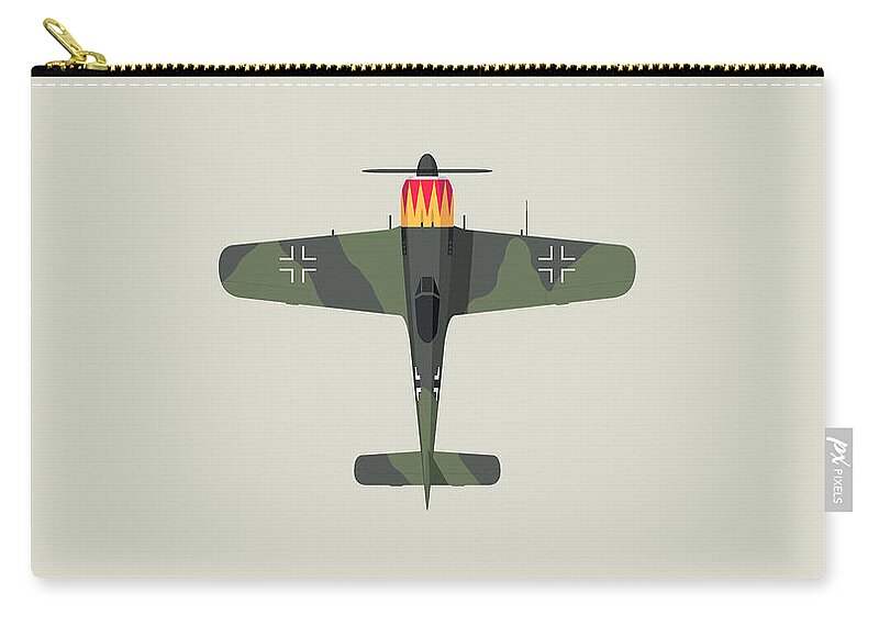 Aircraft Zip Pouch featuring the digital art Fw-190 German WWII Fighter Aircraft - Green by Organic Synthesis