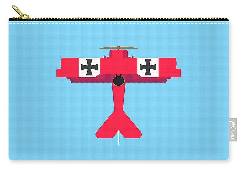 Aircraft Zip Pouch featuring the digital art Dr.I WWI German Triplane Aircraft - Red by Organic Synthesis