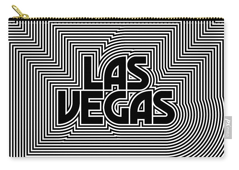 Black Zip Pouch featuring the digital art Las Vegas City Text Pattern USA by Organic Synthesis
