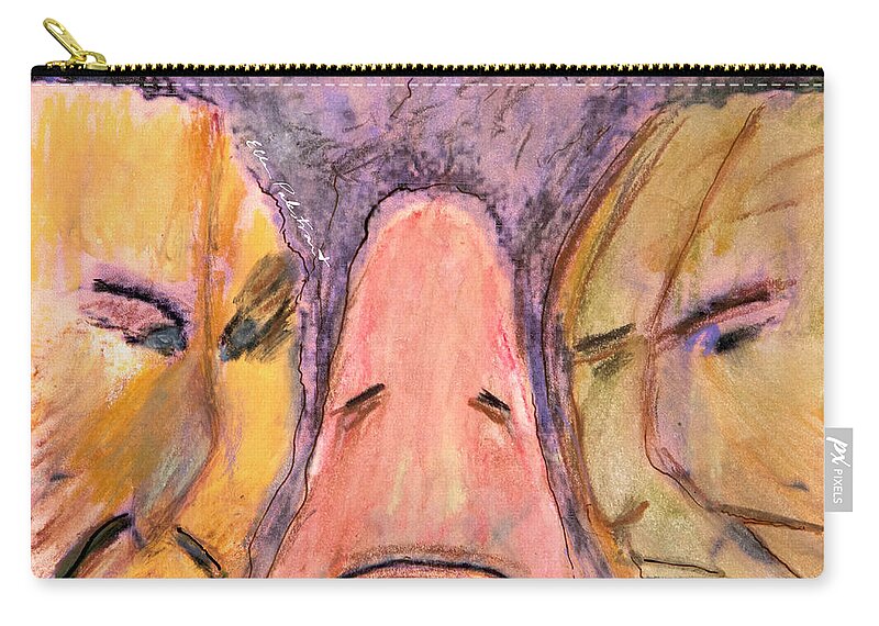 Wall Art Zip Pouch featuring the painting Rockfaces of Disapproval by Ellen Palestrant