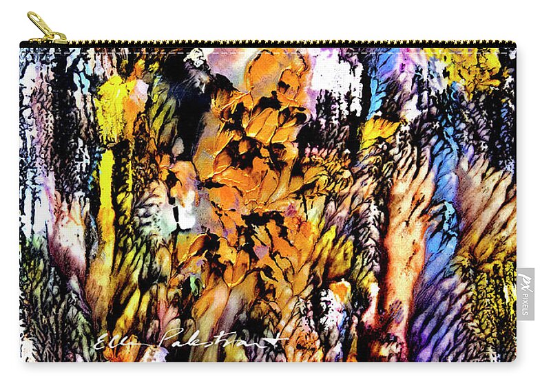 Earth Colors Zip Pouch featuring the painting His Majesty Gold Feather by Ellen Palestrant