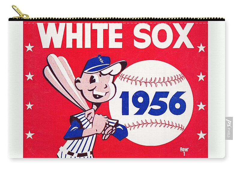 1956 Zip Pouch featuring the mixed media 1956 Chicago White Sox Poster by Row One Brand