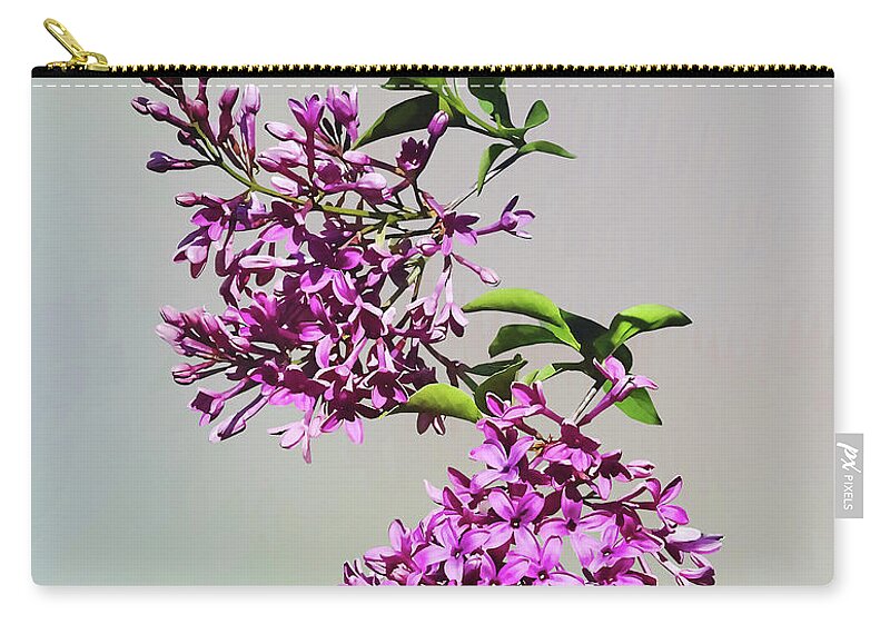 Lilacs Zip Pouch featuring the photograph Pink Lilacs and Leaves by Susan Savad