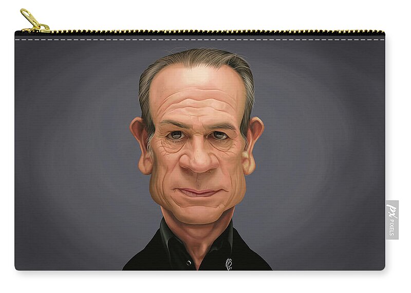 Illustration Zip Pouch featuring the digital art Celebrity Sunday - Tommy Lee Jones by Rob Snow