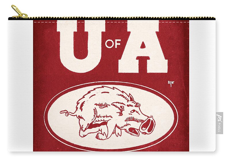 Fifties Zip Pouch featuring the mixed media Vintage Fifties Arkansas Razorback Art by Row One Brand