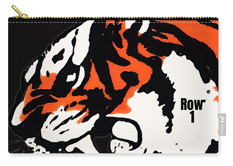 Tiger Zip Pouch featuring the mixed media Follow The Tigers by Row One Brand