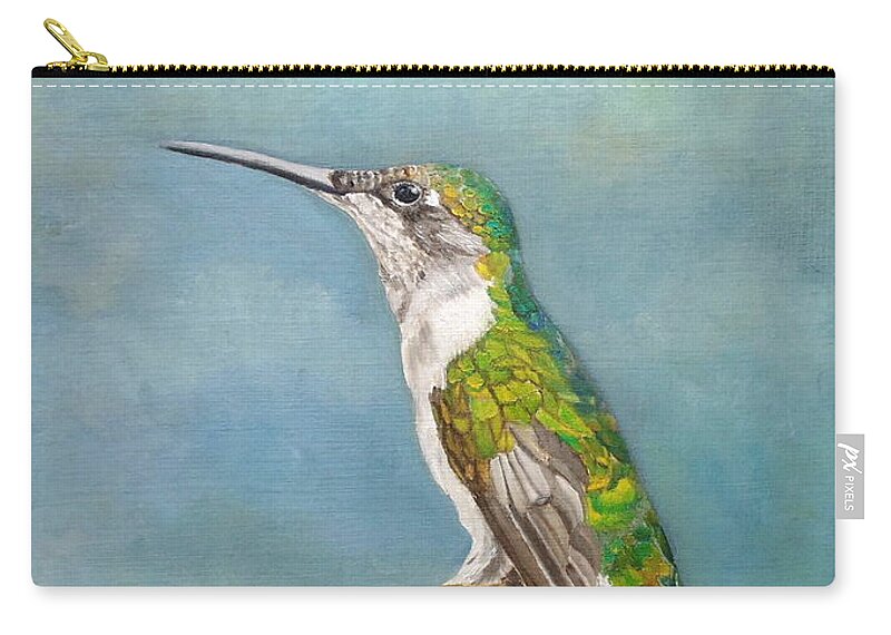 Hummingbird Zip Pouch featuring the painting Shining Through The Murk by Angeles M Pomata