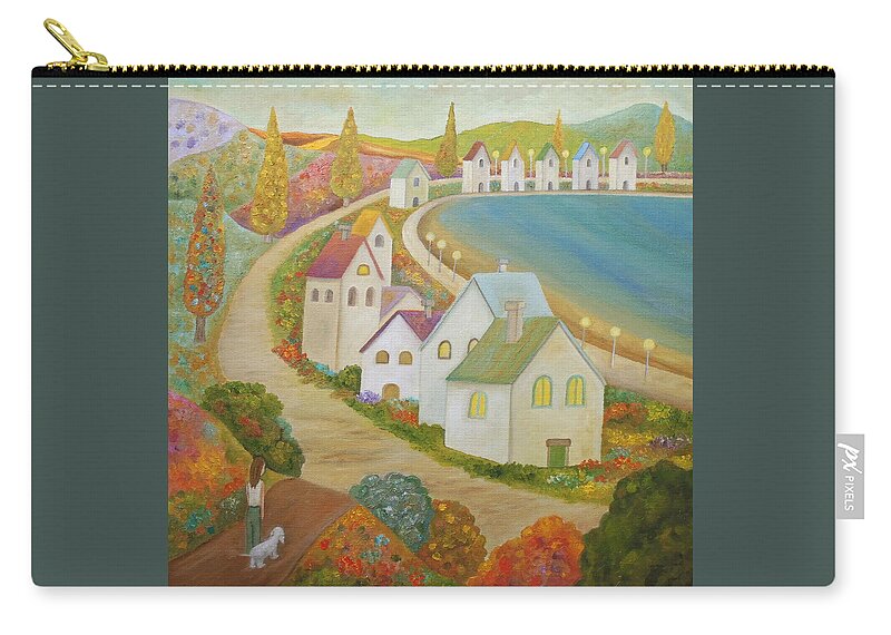 Cypress Art Zip Pouch featuring the painting The Lights Abiding by Angeles M Pomata